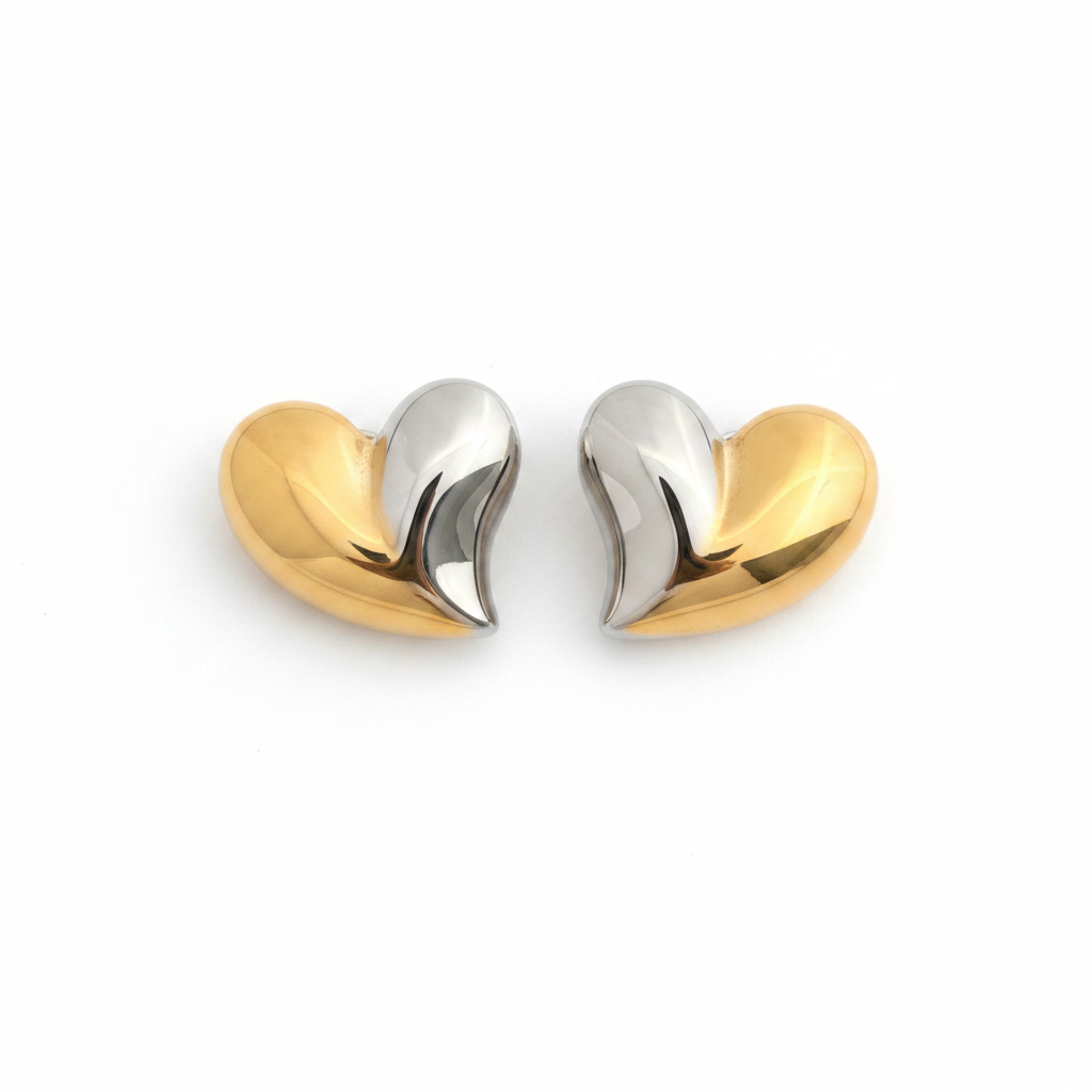 Aretes Corazón Bicolor
